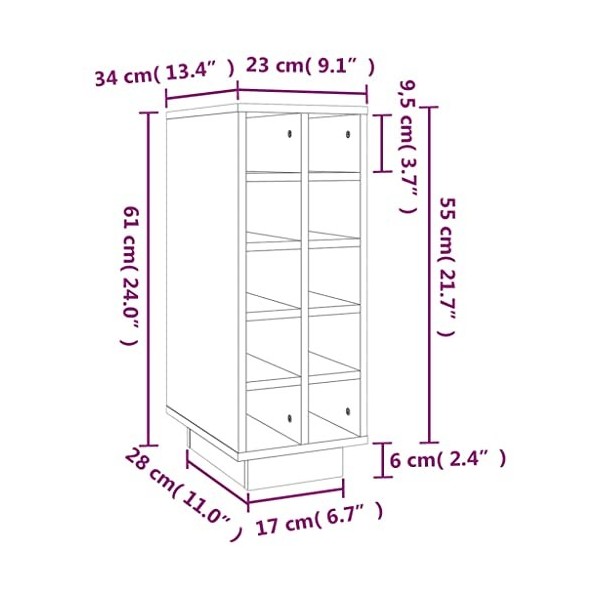 FAMIROSA Armoire à vin Marron Miel 23x34x61 cm Bois de pin Massif 7.3KG 