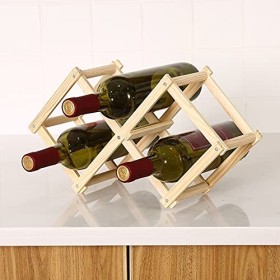 Casier à vin Casier à vin en bois sur pied Porte-bouteille de vin en bois pliant créatif Ornements de casier à vin en bois Or
