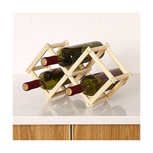 Casier à vin Casier à vin en bois sur pied Porte-bouteille de vin en bois pliant créatif Ornements de casier à vin en bois Or