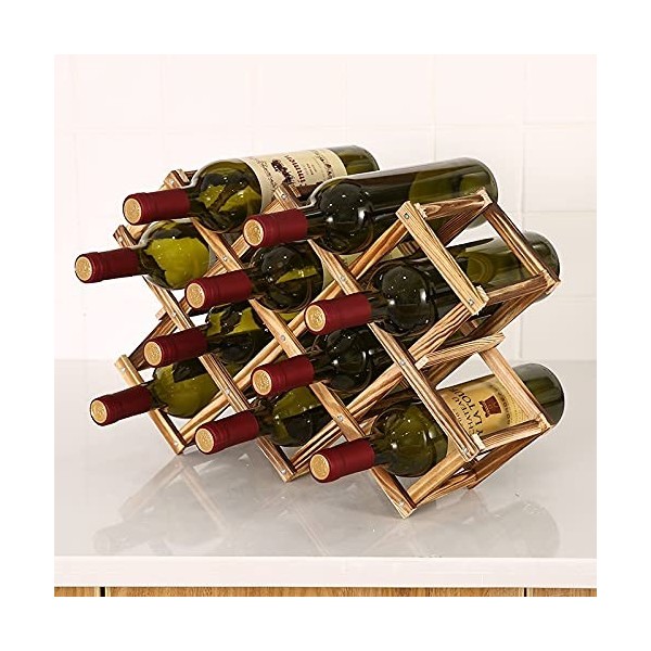Casier à vin Casier à vin en bois sur pied Porte-bouteille de vin en bois pliant créatif Ornements de casier à vin en bois Or