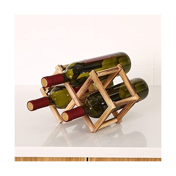 Casier à vin Casier à vin en bois sur pied Porte-bouteille de vin en bois pliant créatif Ornements de casier à vin en bois Or