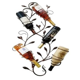 OQOPO Porte-Bouteille de vin Mural en Fer forgé créatif, présentoir de Bouteille de vin à Suspendre pour la Maison, casier à 