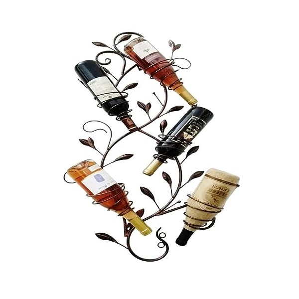 OQOPO Porte-Bouteille de vin Mural en Fer forgé créatif, présentoir de Bouteille de vin à Suspendre pour la Maison, casier à 