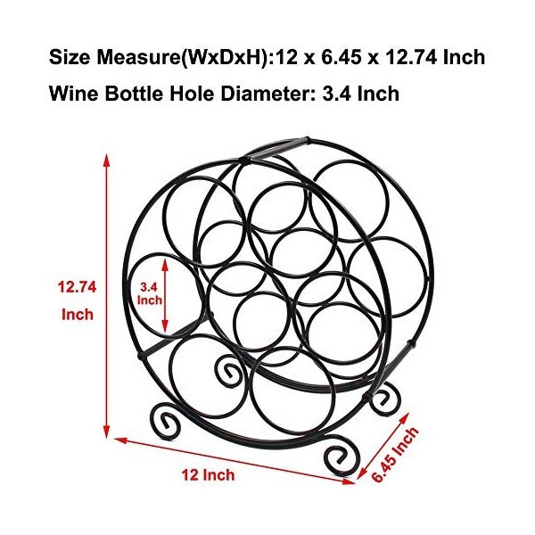 Casier à vin - Casier à vin de table 7 bouteilles pour le stockage du vin - Casier à vin moderne en métal noir - Casier à vin