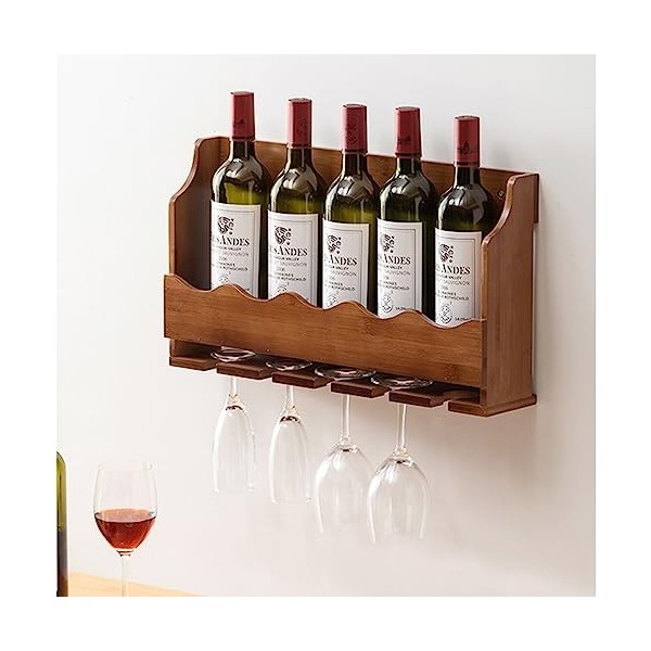 Porte-Verre à vin Mural - Présentoir à vin Suspendu, casier à vin Mural en Bois, casier à Bouteilles de vin Multifonctionnel 