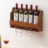 Porte-Verre à vin Mural - Présentoir à vin Suspendu, casier à vin Mural en Bois, casier à Bouteilles de vin Multifonctionnel 