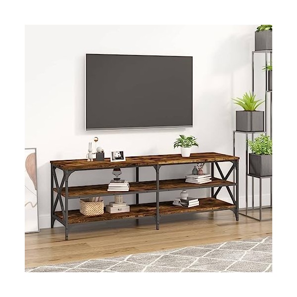 Meuble TV chêne fumé 140x40x50 cm Bois dingénierie - Meuble télé, Meuble TV Industriel, Meuble Chambre, Convient pour Salon 