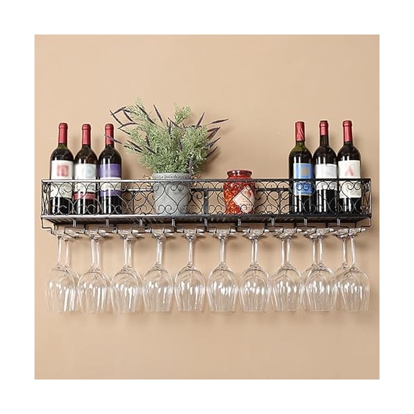 ELLiat Casier à vin Mural Industriel, unité de Bar, étagères flottantes, présentoirs multifonctionnels de Stockage de vin, Su