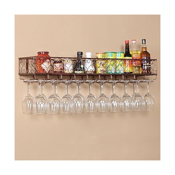 ELLiat Casier à vin Mural Industriel, unité de Bar, étagères flottantes, présentoirs multifonctionnels de Stockage de vin, Su