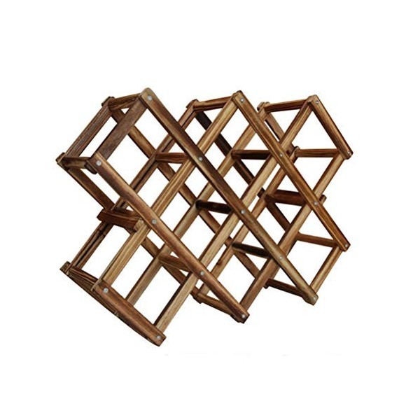 Casier à vin, casier à vin Rouge en Bois 10 Porte-Bouteilles Support de Barre présentoir Pliant casier à vin en Bois Porte-Bo