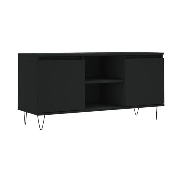 Meuble TV Noir 104x35x50 cm Bois dingénierie - Meuble Chambre, Support Télé pour Salon Salle à Manger Chambre, Style Industr