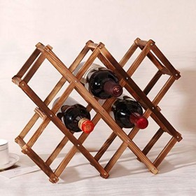 Casier à vin, casier à vin Rouge en Bois 10 Porte-Bouteilles Support de Barre présentoir Pliant casier à vin en Bois Porte-Bo