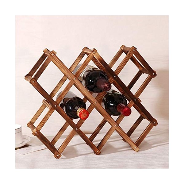 Casier à vin, casier à vin Rouge en Bois 10 Porte-Bouteilles Support de Barre présentoir Pliant casier à vin en Bois Porte-Bo
