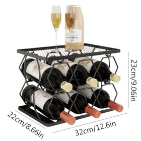 MObyat Casier à vin Casier à vin dune capacité de 6 Bouteilles, étagère de Rangement dalcool à 2 Niveaux, Support de Bar à 