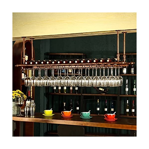Casier à vin Casier à vin, Casier à vin de Plafond en Bronze, Support de Rangement pour Bouteilles de vin à lenvers LOFT, Su