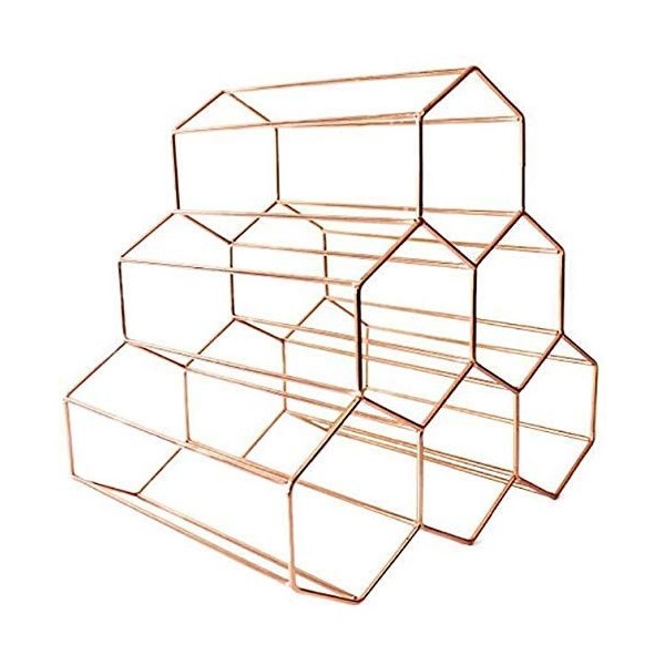 SCIAZA Casier à vin en Fer de Style Simple pour 6 Bouteilles, pour Cuisine, Salon, Rangement Couleur : Or Rose Efficency