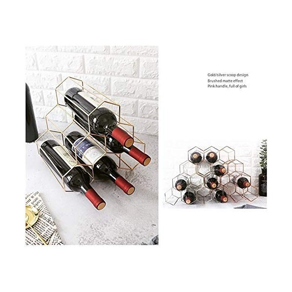 SCIAZA Casier à vin en Fer de Style Simple pour 6 Bouteilles, pour Cuisine, Salon, Rangement Couleur : Or Rose Efficency