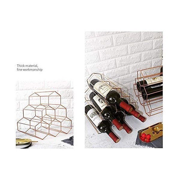 SCIAZA Casier à vin en Fer de Style Simple pour 6 Bouteilles, pour Cuisine, Salon, Rangement Couleur : doré Efficency