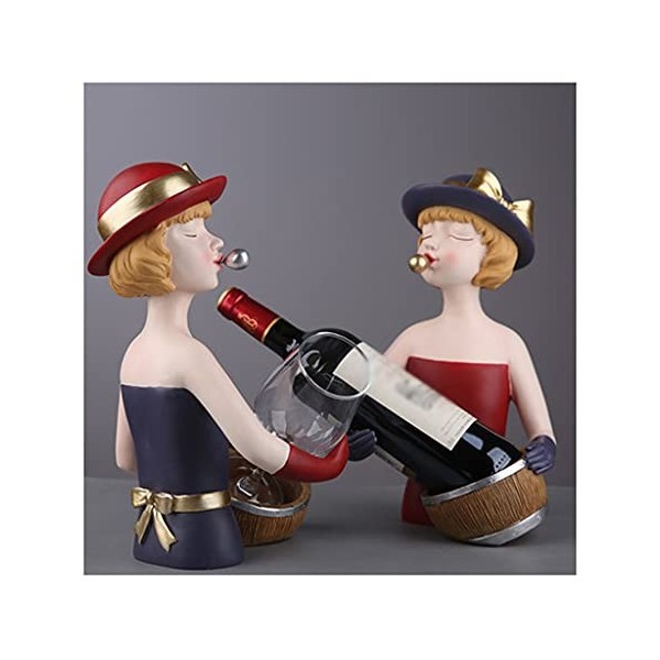 Casier à vin Porte-Bouteille de vin, Armoire à vin à dégustation Unique, Sculpture de Fille en résine créative, pour la Maiso