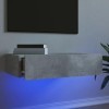 Meuble TV avec éclairage LED Gris béton 60x35x15,5 cm - Meuble Chambre, Support Télé pour Salon Salle à Manger Chambre, Style