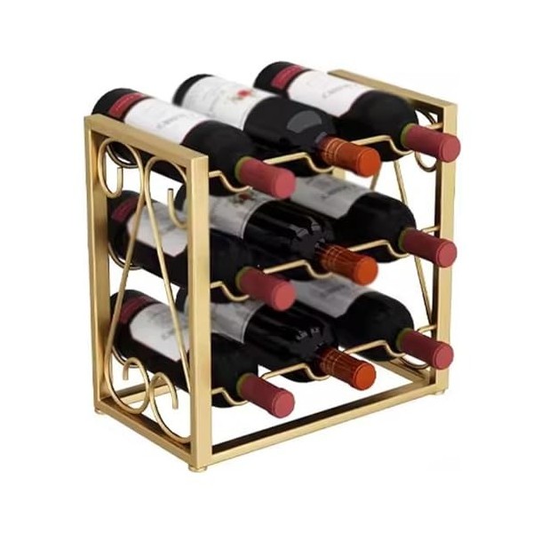MObyat Casier à vin Iron Art Casier À Vin 2 Niveaux/3 Niveaux Comptoir Porte-Bouteilles De Vin Supports en Métal Organisateur