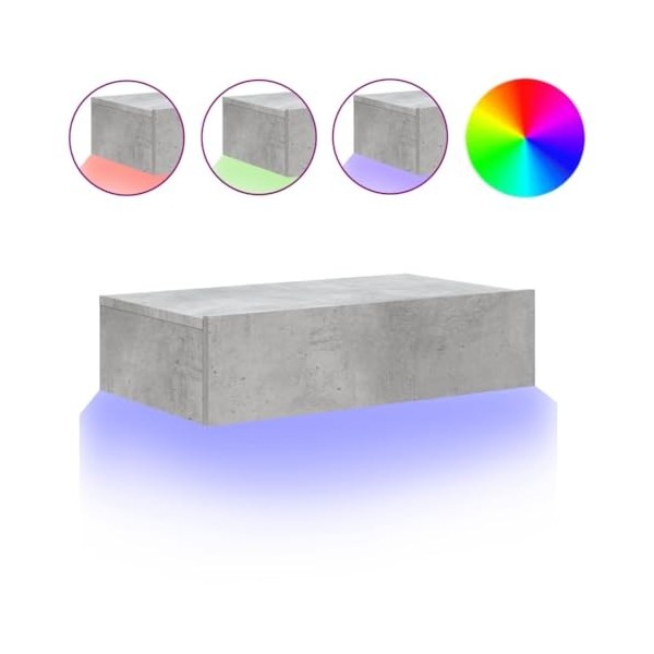 Meuble TV avec éclairage LED Gris béton 60x35x15,5 cm - Meuble Chambre, Support Télé pour Salon Salle à Manger Chambre, Style