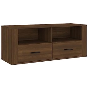Meuble TV Chêne Marron 100x35x40 cm Bois dingénierie - Meuble TV, Armoire Basse Centre, Support Télé pour Salon Chambre,