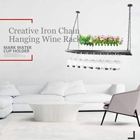 ANSNOW Casier À Vin À LEnvers, Support À Verres À Vin Suspendu En Fer de Style Simple, Support de Décoration de Plafond, Ada