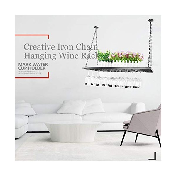ANSNOW Casier À Vin À LEnvers, Support À Verres À Vin Suspendu En Fer de Style Simple, Support de Décoration de Plafond, Ada