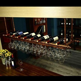 ANSNOW Casier À Vin En Fer Forgé Bar Restaurants Porte-Verre À Vin Suspendu Porte-Verres À Pied Rétro À LEnvers Application 