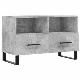 Meuble TV Gris béton 80x36x50 cm Bois dingénierie - Meuble TV, Armoire Basse Centre, Support Télé pour Salon Chambre,