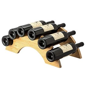ANSNOW Casier À Vin de Comptoir en Bois, Casier À Vin de Table de Type Pont Pouvant Contenir 6 Bouteilles, 100% Bois DHévéa,