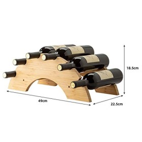 ANSNOW Casier À Vin de Comptoir en Bois, Casier À Vin de Table de Type Pont Pouvant Contenir 6 Bouteilles, 100% Bois DHévéa,