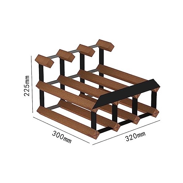 Tyewomiy Casier à vin for Placard, casiers à vin en Bois, Porte-vin 1/2/3 Couches Color : Wood+Black, Size : 3X2 Grid 
