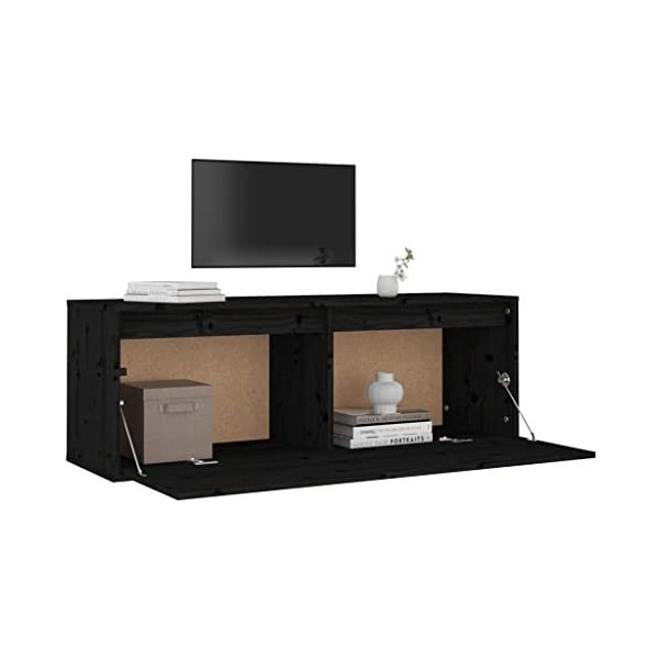 Metrile 80 x 30 x 35 cm - Armoire murale à 2 compartiments - En pin massif - Marron miel - Meuble pour salon, TV, meuble TV, 