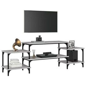 Hovothy Meuble TV Style Élégant Sonoma Gris 157x35x52 cm Bois dingénierie Chambre Meuble de Multimédia avec Pieds Réglables 