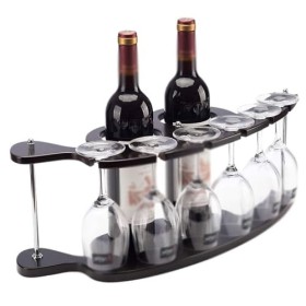 MObyat Casier à vin Casier à vin en Bois créatif casier à vin Rouge comptoir 6 Verres à vin Support de séchage 2 Bouteilles P