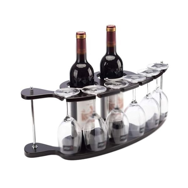 MObyat Casier à vin Casier à vin en Bois créatif casier à vin Rouge comptoir 6 Verres à vin Support de séchage 2 Bouteilles P
