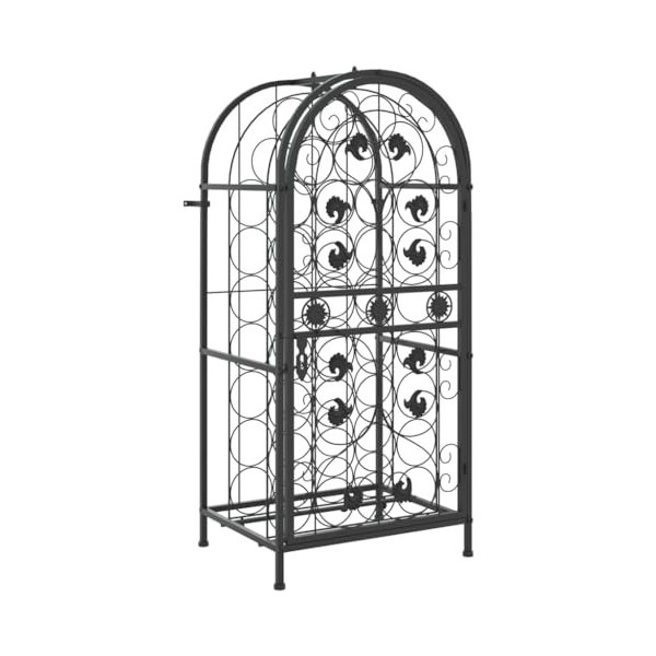 vidaXL Casier à Bouteilles 33 Bouteilles Noir 45x36x100 cm Fer forgé