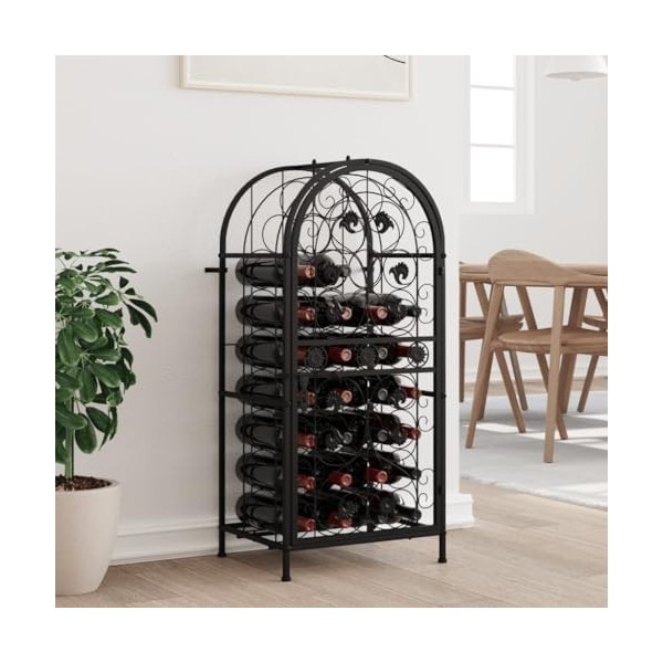 vidaXL Casier à Bouteilles 33 Bouteilles Noir 45x36x100 cm Fer forgé