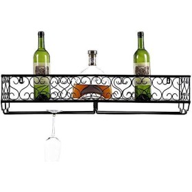 Casier à Vin, Étagère à vin en métal à Montage Mural, Affichage décoratif de Support de Verre de Champagne de Stockage de liè