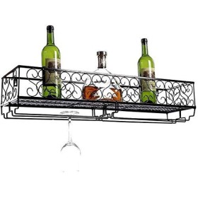 Casier à Vin, Étagère à vin en métal à Montage Mural, Affichage décoratif de Support de Verre de Champagne de Stockage de liè