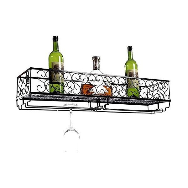 Casier à Vin, Étagère à vin en métal à Montage Mural, Affichage décoratif de Support de Verre de Champagne de Stockage de liè