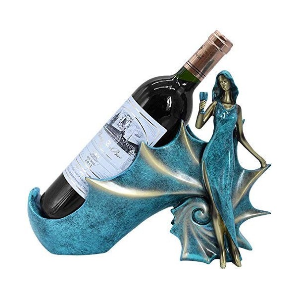 SCIAZA Sculpture créative en résine Bleue, casier à vin de Fille de conque, Faite à la Main, pour la Maison, Le Salon, Le Meu