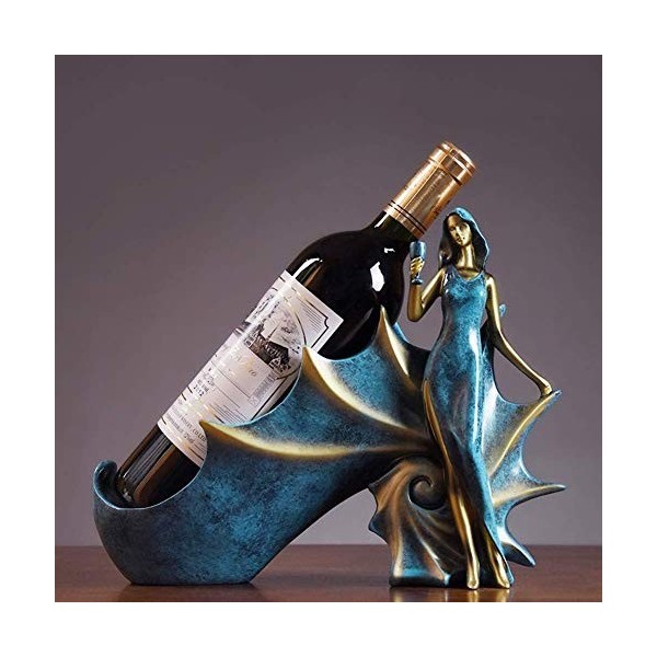 SCIAZA Sculpture créative en résine Bleue, casier à vin de Fille de conque, Faite à la Main, pour la Maison, Le Salon, Le Meu