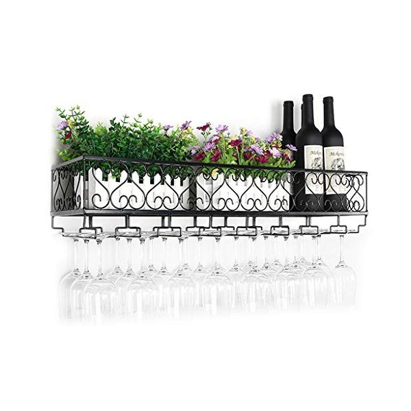 Casiers à vin Casier à Verres à vin Suspendu | Étagère à vin Murale | Étagère de décoration réglable en métal | Organisateur