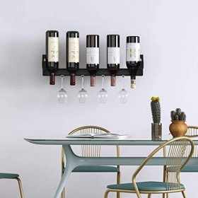 Casier à vin, casier à vin tenture Murale en Fer forgé Vent Industriel Porte-gobelet à vin Rouge Suspendu Moderne créatif Sim