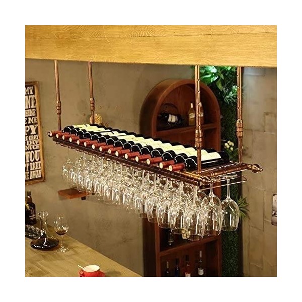 UDaca Casier À Verre À Vin Rouge Comptoir De Bar Casier À Vin Suspendu Porte-gobelet Vintage Porte-gobelet À Vin Haut Support