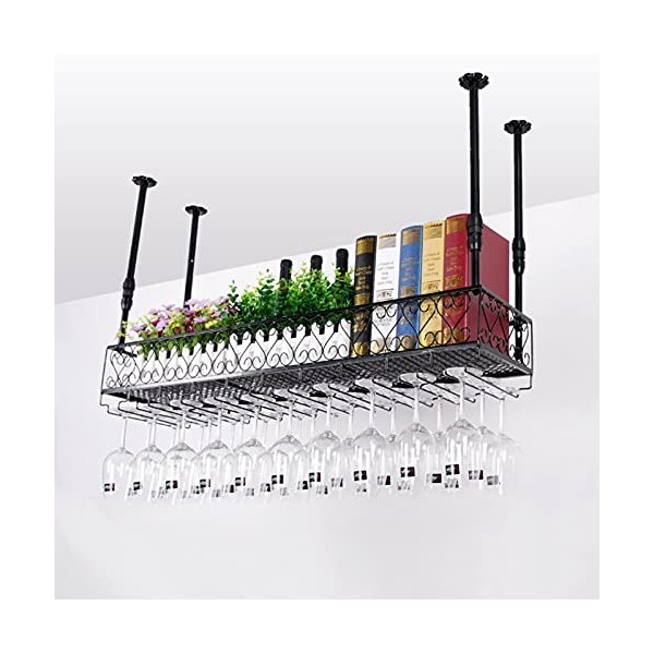 Casier à vin Casier à vin de Bar, Cintre en Fer Forgé Vent Industriel Support de Verre à Vin à lenvers, Armoire à vin Suspen