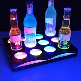 Miuxe LED Carré Lumineux Casier À Vin Présentoir Acrylique 12 Grille Coloré Lumineux Vin Siège Bière Plateau Casier À Vin Gra